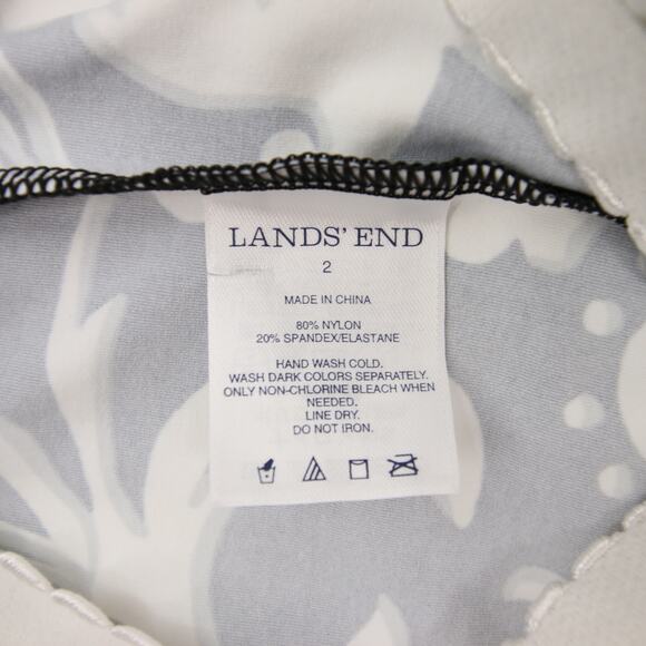 Lands End Tankini Top Black White Floral Scoop Neck Soft Cup Swimsuit Swim 2 - Picture 8 of 9